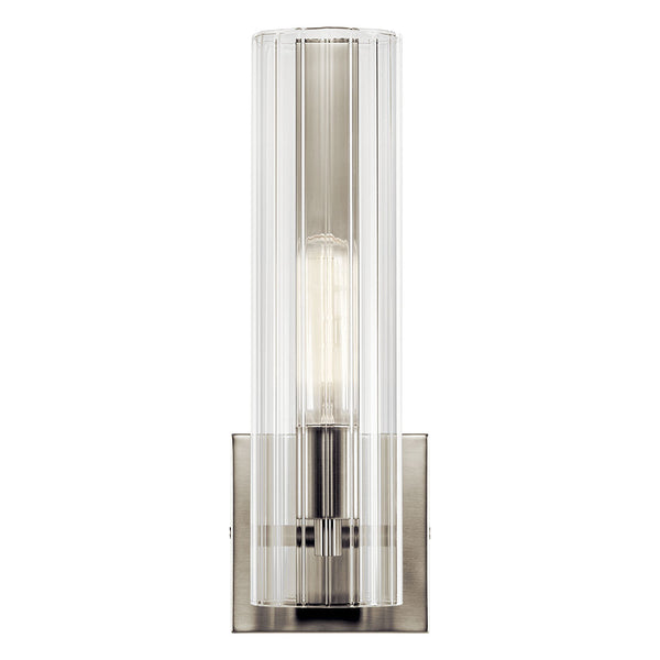 Corbin 5" One Light Wall Sconce, Clear Fluted Glass / Brushed Nickel