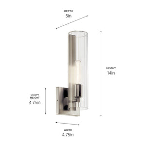 Corbin 5" One Light Wall Sconce, Clear Fluted Glass / Brushed Nickel