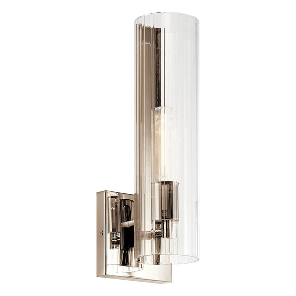 Corbin 14" 1 Light Wall Sconce, Clear Fluted Glass / Polished Nickel