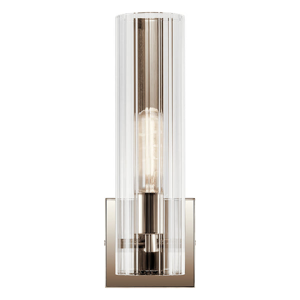 Corbin 5" One Light Wall Sconce, Clear Fluted Glass / Polished Nickel