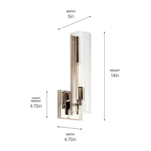 Corbin 5" One Light Wall Sconce, Clear Fluted Glass / Polished Nickel