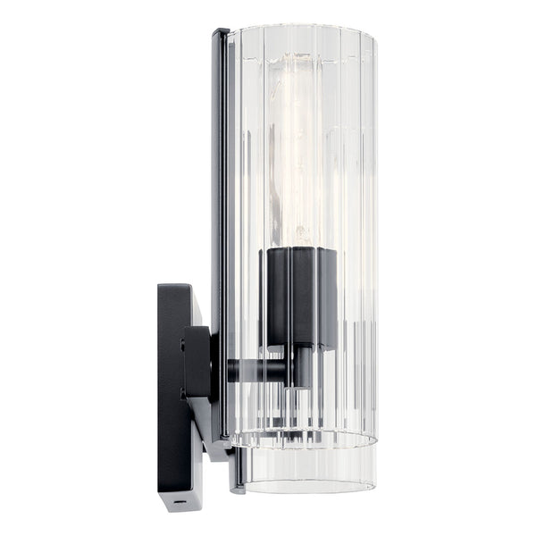 Corbin 14" Two Lights Vanity, Clear Fluted Glass / Black