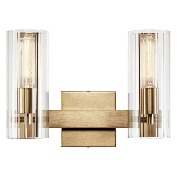 Corbin 14" Two Lights Vanity, Clear Fluted Glass / Champagne Bronze