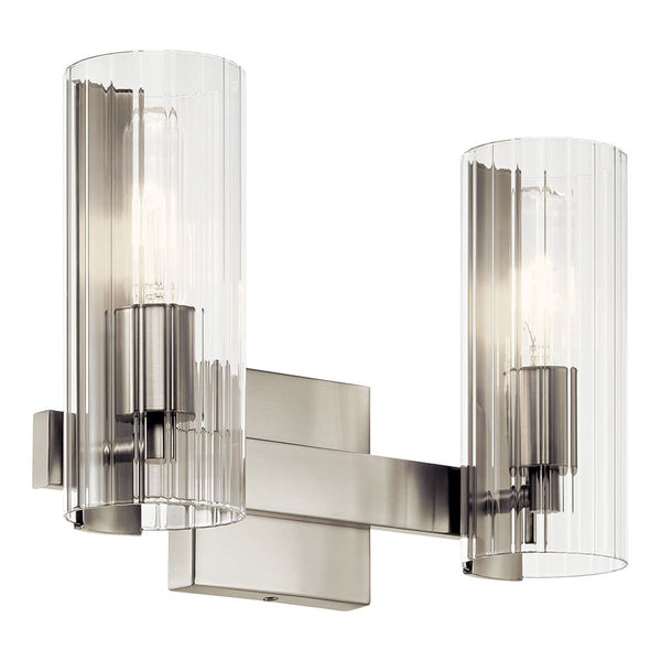 Corbin 14" 2 Light Vanity, Clear Fluted Glass / Brushed Nickel
