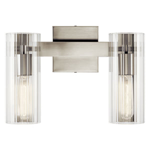 Corbin 14" Two Lights Vanity, Clear Fluted Glass / Brushed Nickel