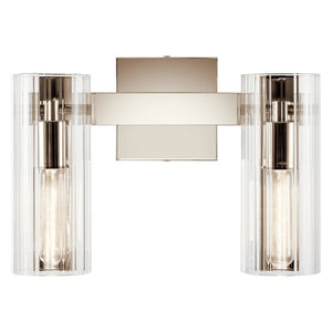 Corbin 14" Two Lights Vanity, Clear Fluted Glass / Polished Nickel