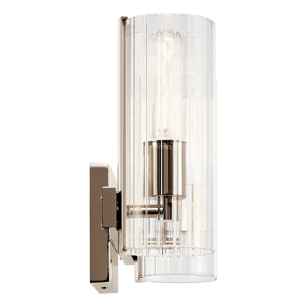 Corbin 14" Two Lights Vanity, Clear Fluted Glass / Polished Nickel