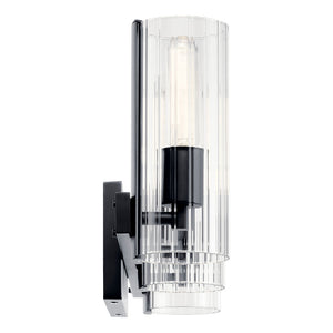 Corbin 23" Three Lights Vanity, Clear Fluted Glass / Black