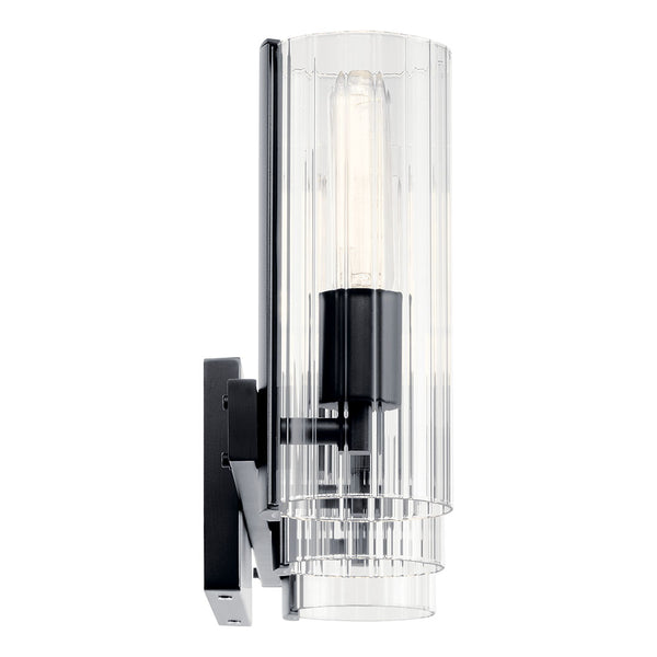 Corbin 23" Three Lights Vanity, Clear Fluted Glass / Black