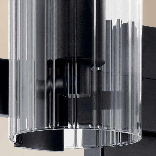 Corbin 23" Three Lights Vanity, Clear Fluted Glass / Black