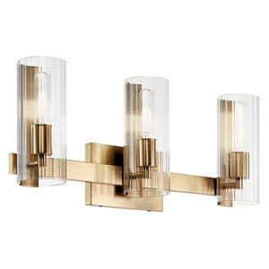 Corbin 23" Three Lights Vanity, Clear Fluted Glass / Champagne Bronze