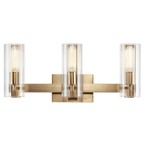 Corbin 23" Three Lights Vanity, Clear Fluted Glass / Champagne Bronze