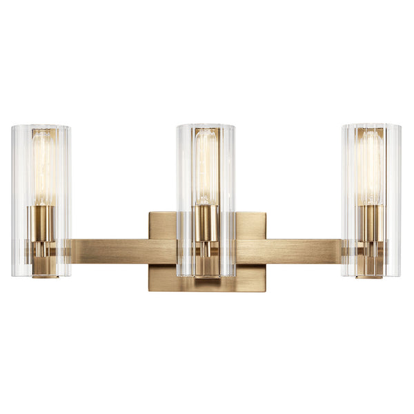 Corbin 23" Three Lights Vanity, Clear Fluted Glass / Champagne Bronze