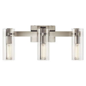 Corbin 23" Three Lights Vanity, Clear Fluted Glass / Bruhsed Nickel
