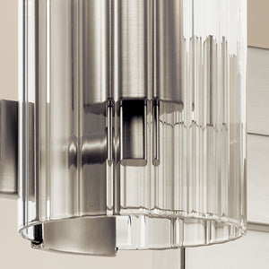 Corbin 23" Three Lights Vanity, Clear Fluted Glass / Bruhsed Nickel