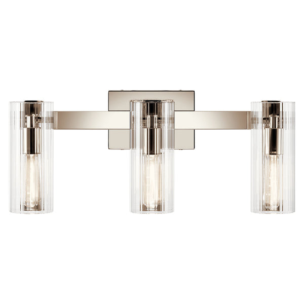Corbin 23" Three Lights Vanity, Clear Fluted Glass / Polished Nickel