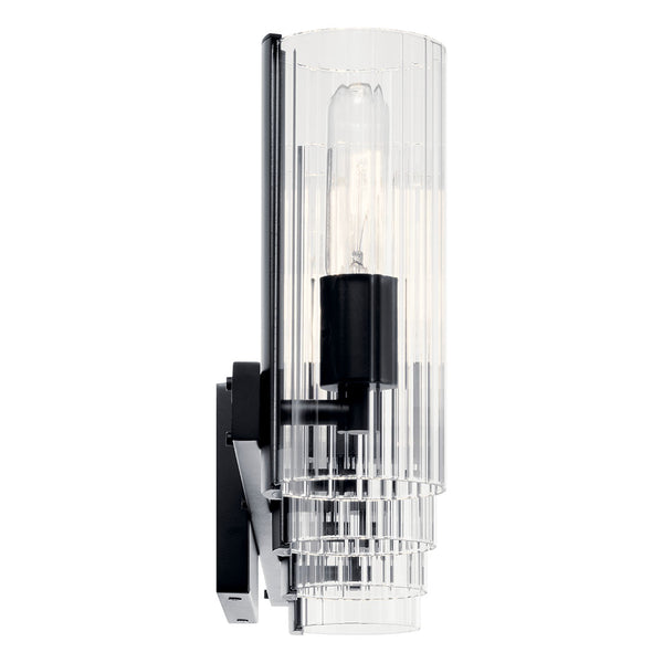 Corbin 32" Four Lights Vanity, Clear Fluted Glass / Black