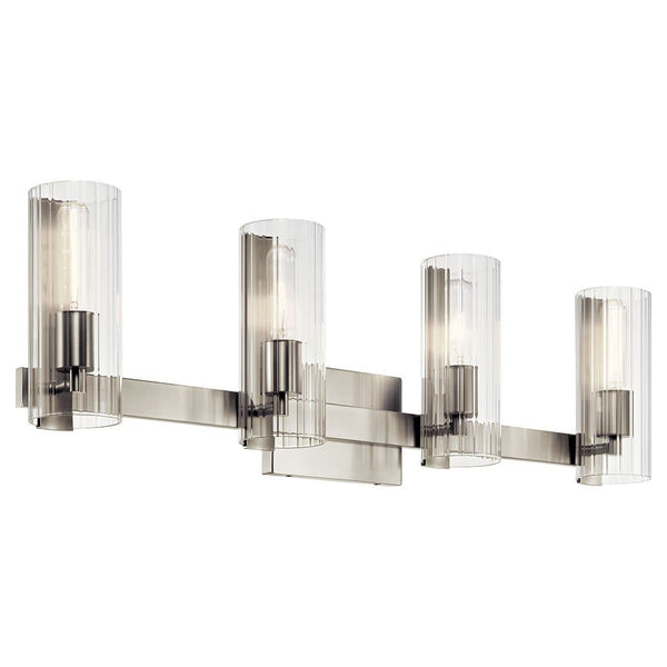 Corbin 32" 4 Light Vanity, Clear Fluted Glass / Brushed Nickel