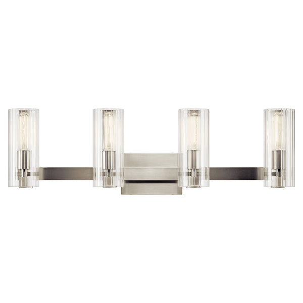 Corbin 32" Four Lights Vanity, Clear Fluted Glass / Brushed Nickel