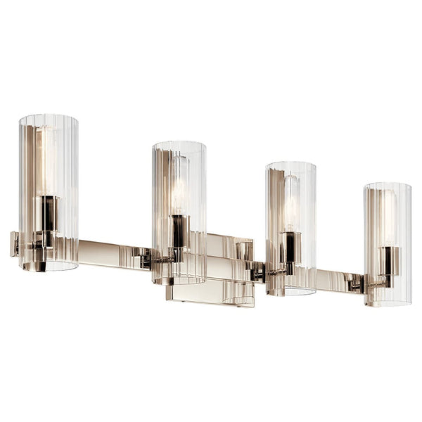 Corbin 32" 4 Light Vanity, Clear Fluted Glass / Polished Nickel