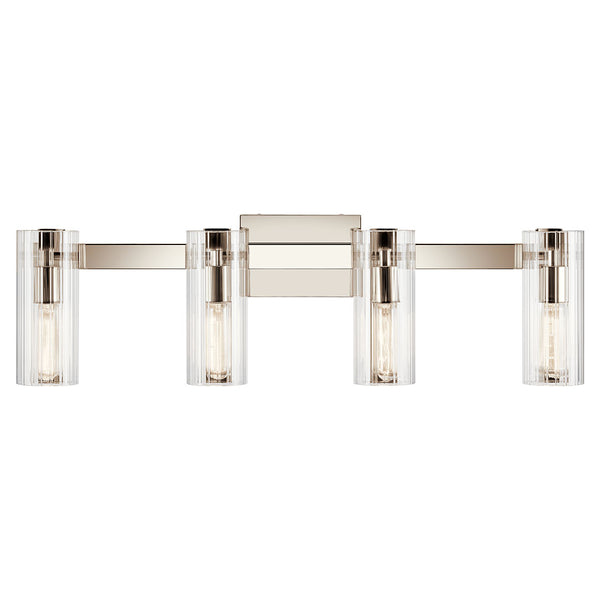 Corbin 32" Four Lights Vanity, Clear Fluted Glass / Polished Nickel