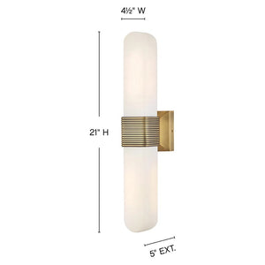 Cotes 4" Two Lights Large LED Sconce, Lacquered Brass