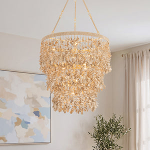 Eryon 30" Twelve Lights Chandelier, Vintage Gold Leaf