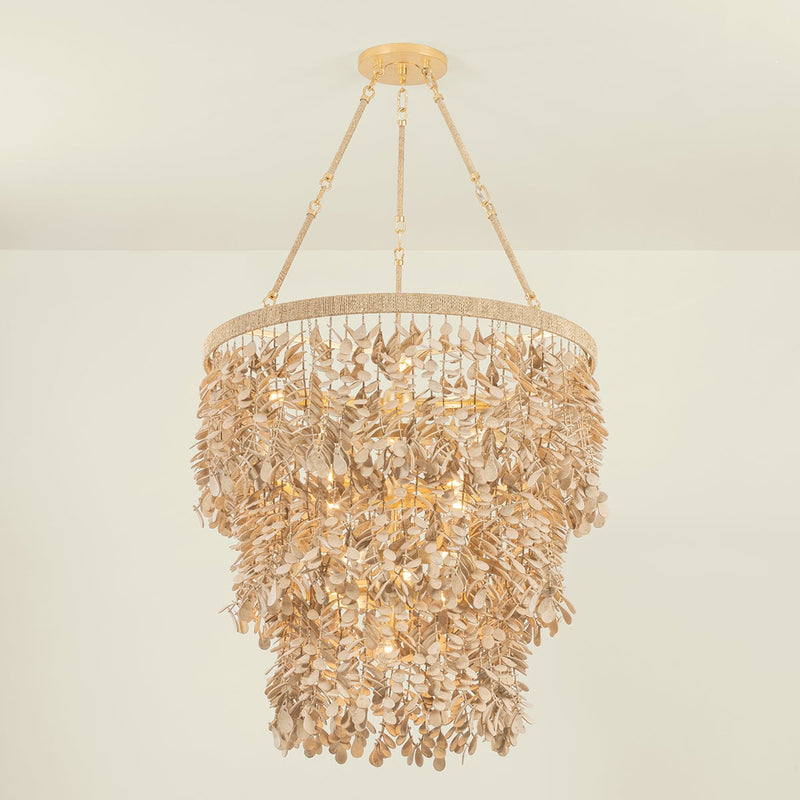 Eryon 30" Twelve Lights Chandelier, Vintage Gold Leaf