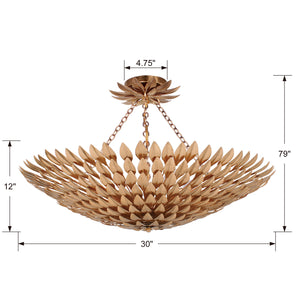 Laurel 30'' Eight Light Semi Flush Mount, Antique Gold - Alternate Product Image 1.jpg