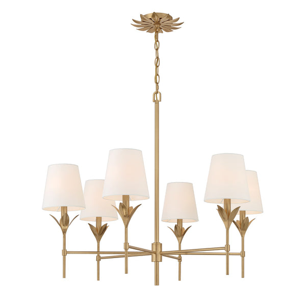 Laurel 32" Six Light Chandelier, Antique Gold