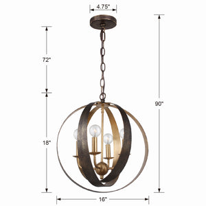 Lana 16'' Four Light Mini Chandelier, English Bronze / Antique Gold - Alternate Product Image 3.jpg