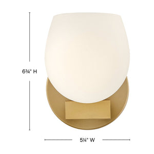 Crux 5" One Light Small Sconce, Lacquered Brass