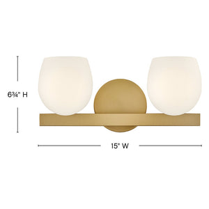 Crux 15" Two Lights Small Vanity, Lacquered Brass