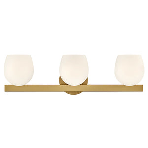 Crux 24" Three Lights Medium Vanity, Lacquered Brass