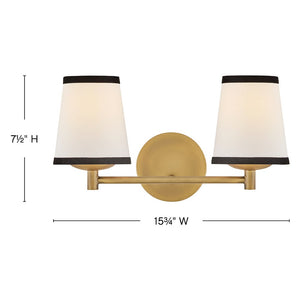 Gauge 16" Two Lights Small Vanity, Lacquered Brass