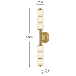 Trigo 6" Large LED Sconce, Lacquered Brass