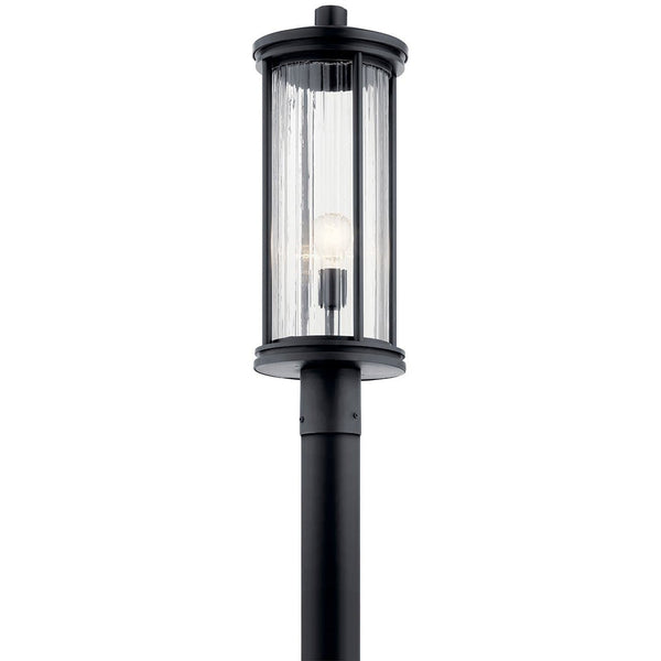 Caspian 23" One Light Outdoor Wall Light, Clear Ribbed Glass / Black