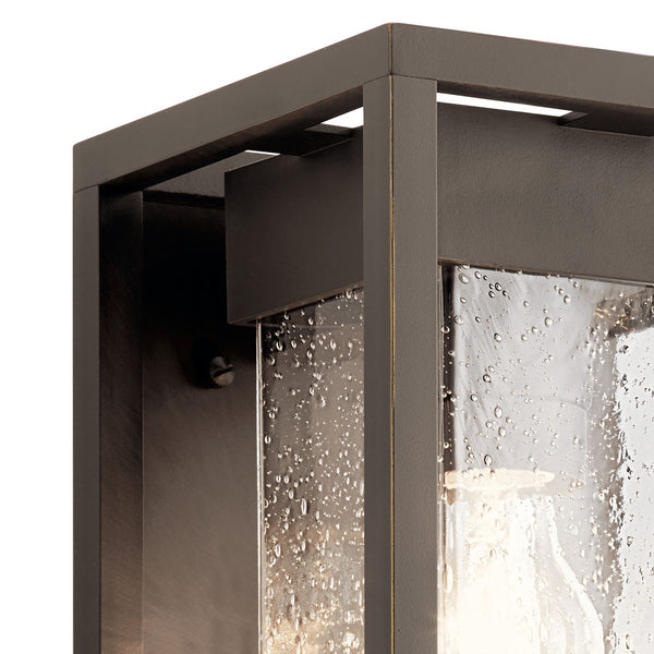 Burtrum 12" One Light Outdoor Wall Light, Clear Seeded Glass / Olde Bronze