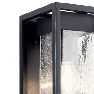 Burtrum 16" One Light Outdoor Wall Light, Clear Seeded Glass / Black Finish