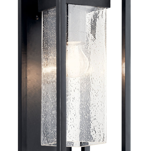 Burtrum 16" One Light Outdoor Wall Light, Clear Seeded Glass / Black Finish