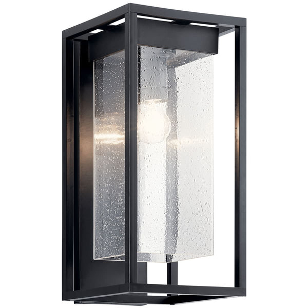 Burtrum 19" One Light Outdoor Wall Light, Clear Seeded Glass / Black Finish