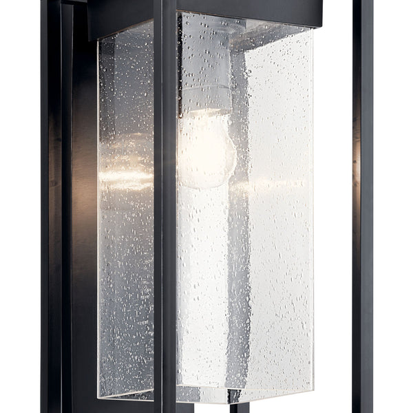 Burtrum 19" One Light Outdoor Wall Light, Clear Seeded Glass / Black Finish