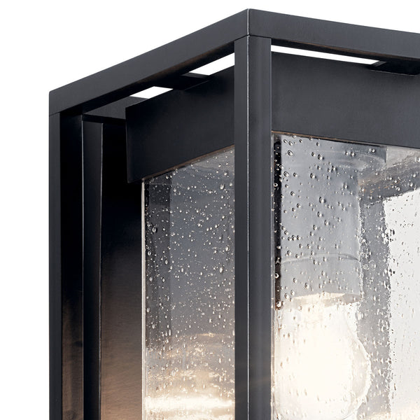 Burtrum 19" One Light Outdoor Wall Light, Clear Seeded Glass / Black Finish