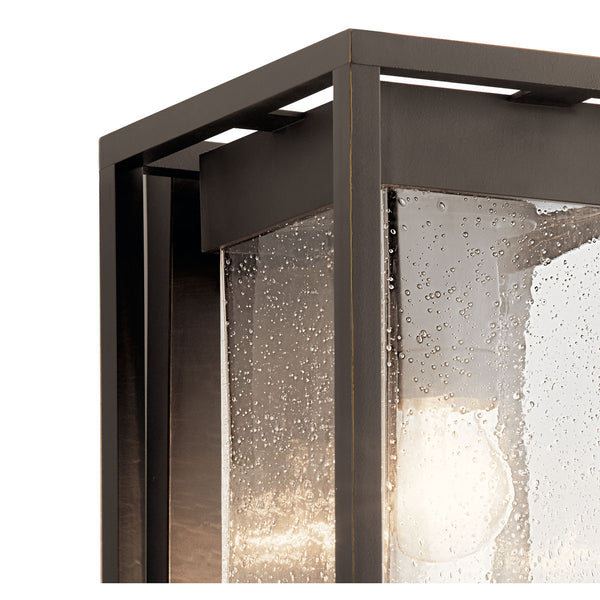 Burtrum 19" One Light Outdoor Wall Light, Clear Seeded Glass / Olde Bronze