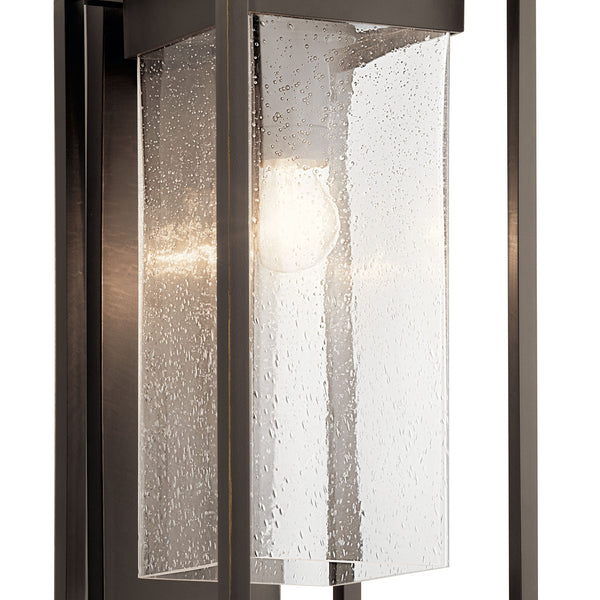 Burtrum 19" One Light Outdoor Wall Light, Clear Seeded Glass / Olde Bronze