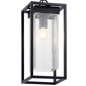 Burtrum 21" One Light Outdoor Hanging Light, Clear Seeded Glass / Black