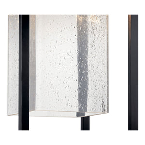 Burtrum 21" One Light Outdoor Hanging Light, Clear Seeded Glass / Black