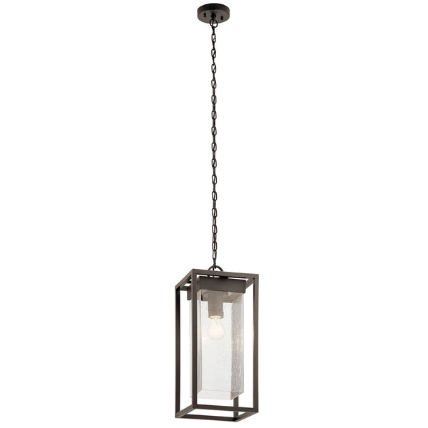 Burtrum 21" One Light Outdoor Pendant, Clear Seeded Glass / Olde Bronze