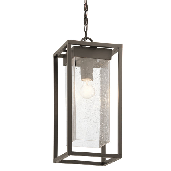 Burtrum 21" One Light Outdoor Pendant, Clear Seeded Glass / Olde Bronze