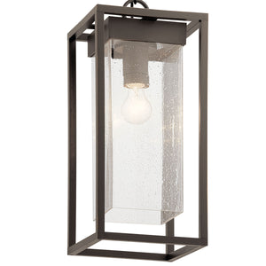 Burtrum 21" One Light Outdoor Hanging Light, Clear Seeded Glass / Olde Bronze